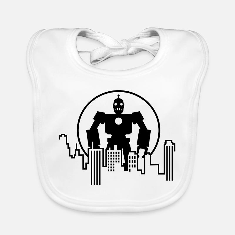 Robot Skyline – Sci-Fi Android Silhouette Shirt Baby Bio-Lätzchen