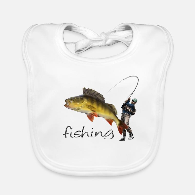 Fishing - Bavoir bio Bébé - blanc