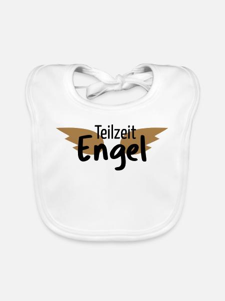 Engel Teilzeitengel Flügel Held Heldin Geschenk - Baby Bio-Lätzchen - Weiß - Vorne