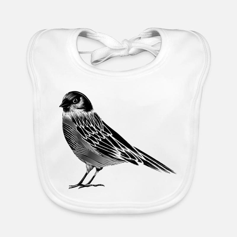 Schwarz Weiß Zeichnung eines Vogels Baby Bio-Lätzchen