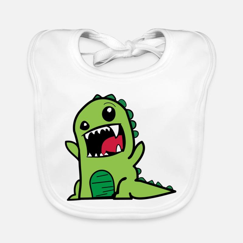 Dinosaure T-Rex Dino Comicstyle en vert Bavoir bio Bébé