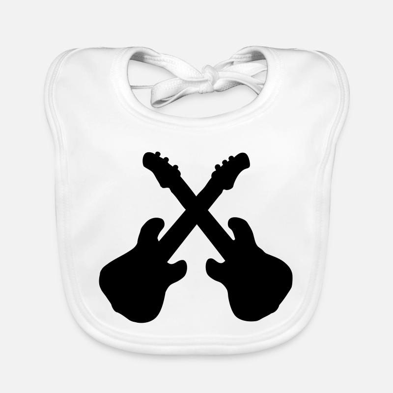 guitares - Bavoir bio Bébé - blanc