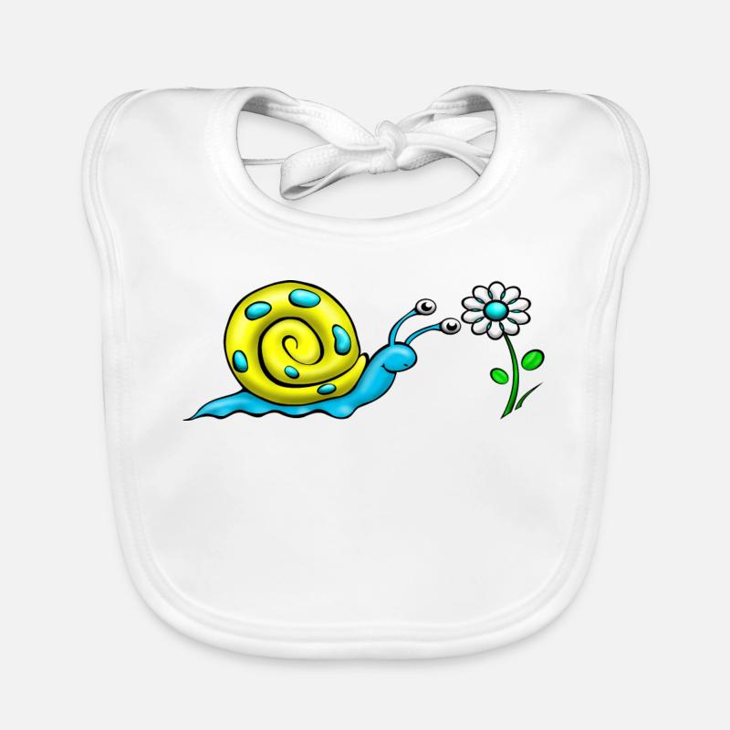 Schnecke mit Blume Baby Bio-Lätzchen