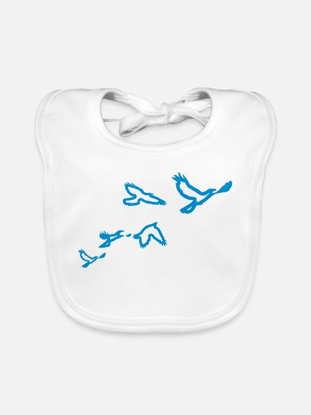 5 Voegel (1 color) - Baby Bio-Lätzchen - Weiß - Vorne