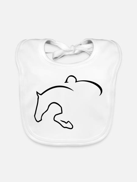 6061912 121501268 cavalier de saut - Bavoir bio Bébé - blanc - Devant