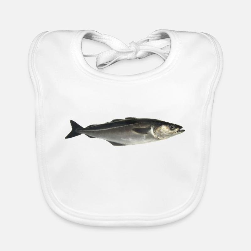 Fisch Pollack - Baby Bio-Lätzchen - Weiß