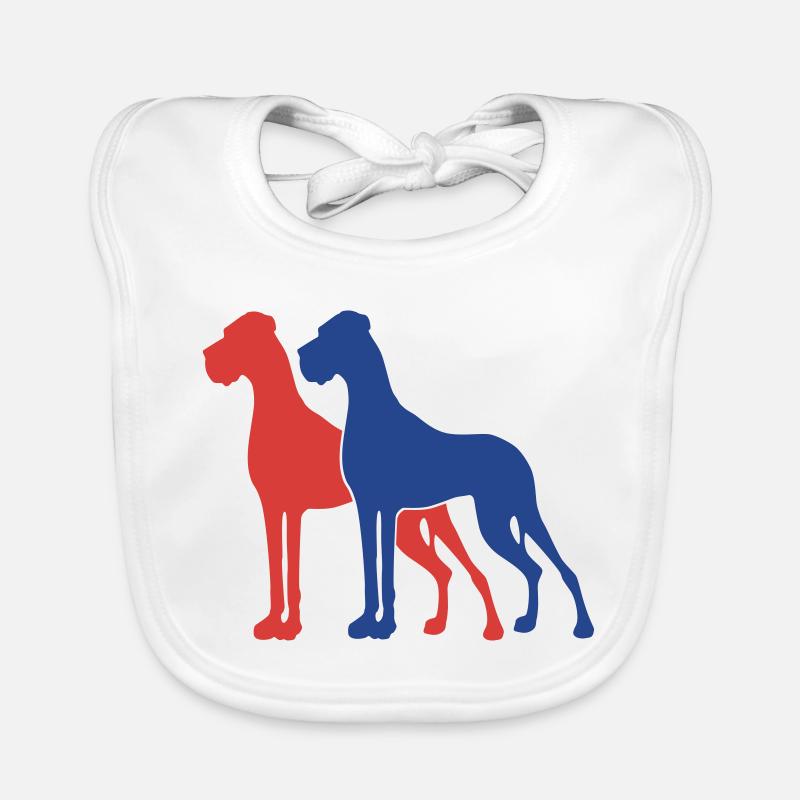 2 Deutsche Doggen / 2 Farben - Baby Bio-Lätzchen - Weiß