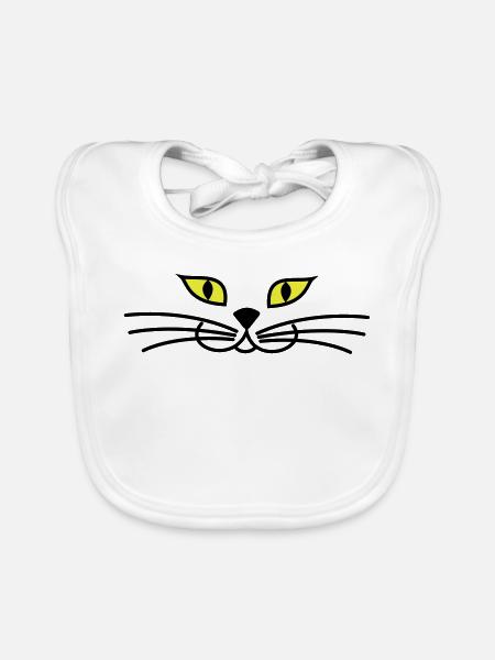 kitteh_face_green_eyes - Bavoir bio Bébé - blanc