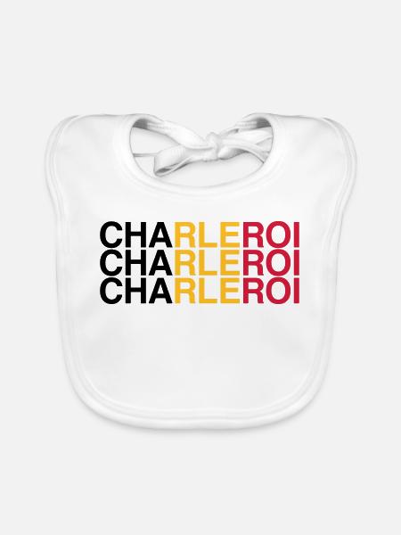 CHARLEROI Belgium Belgium Flag - Organic Baby Bibs - white - Front
