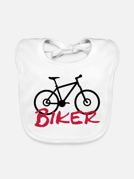 biker - Organic Baby Bibs - white - Front