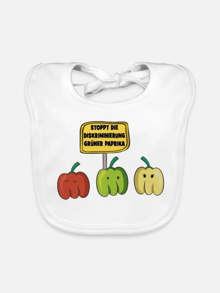STOPPT die Diskrimierung grüner Paprika - Baby Bio-Lätzchen - Weiß