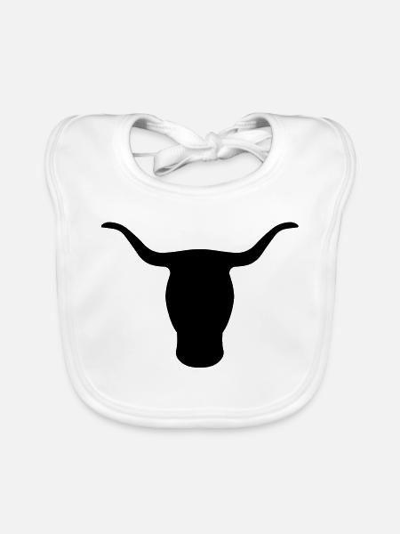 Bull's Head - Organic Baby Bibs - white - Front