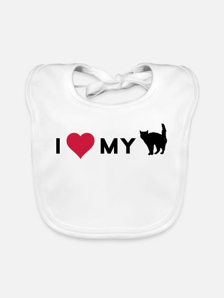 i love my cat - Bavoir bio Bébé - blanc - Devant