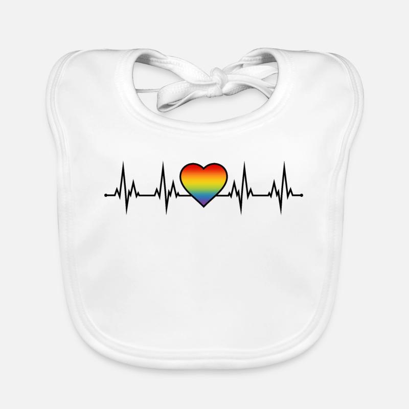 Regenbogen Herzschlag - Baby Bio-Lätzchen - Weiß