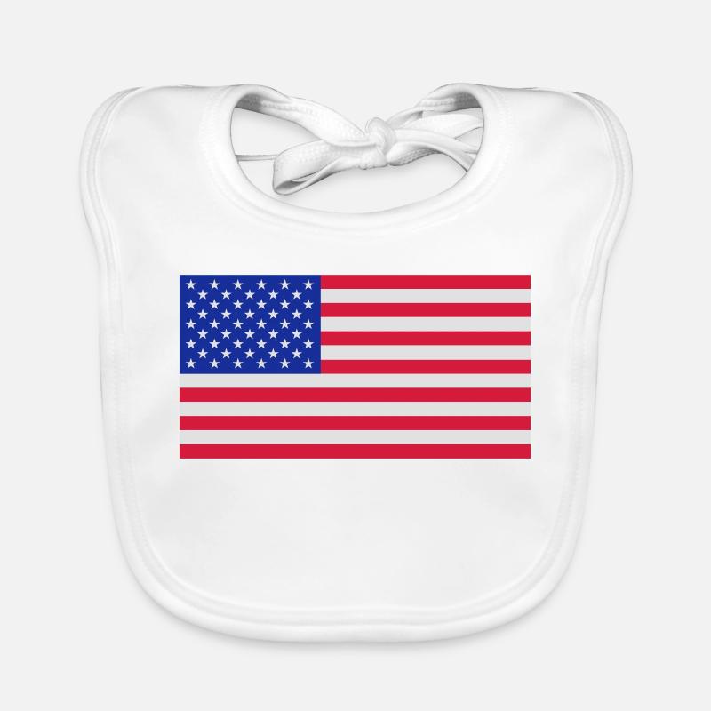 Drapeau américain - Bavoir bio Bébé - blanc