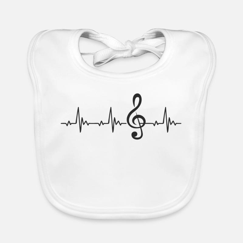 Clef Treble Clef Heartbeat Pulse ECG Organic Baby Bibs