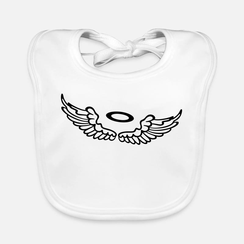 Small wings, angel wings with halo. Organic Baby Bibs