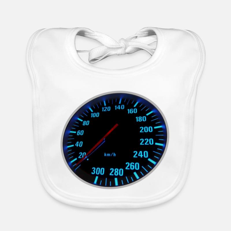 Blue Speedmeter - Tacho - Baby Bio-Lätzchen - Weiß