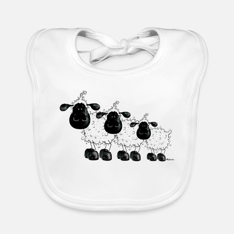 Mouton - Moutons - Bavoir bio Bébé - blanc