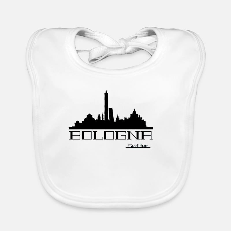 Silhouette néon de la Skyline de Bologne - Bavoir bio Bébé - blanc