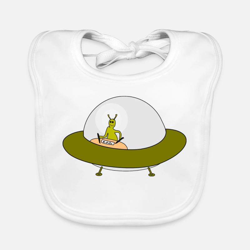 Alien Ufo Freundschaftsmotiv - Baby Bio-Lätzchen - Weiß