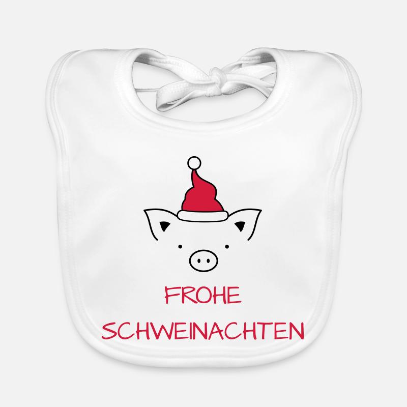 Joyeux Noël Cochon I Joyeux Schweinachten - Bavoir bio Bébé - blanc