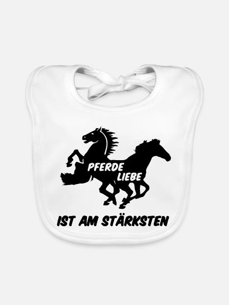 Pferd Pferde Reiter Reiten Liebe Geschenk Spruch - Baby Bio-Lätzchen - Weiß