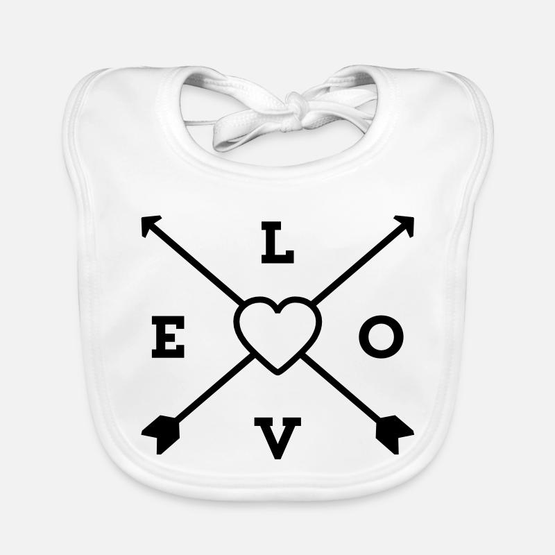 amour, coeur, amour - Bavoir bio Bébé - blanc