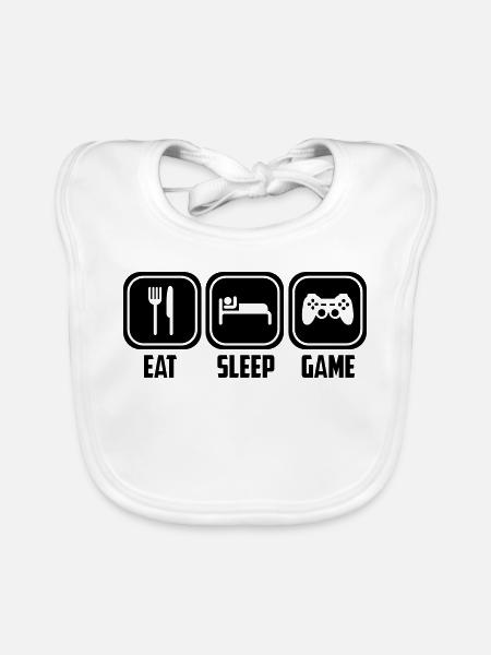 eat sleep game - Baby Bio-Lätzchen - Weiß