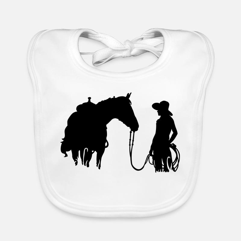 Frau mit Pferd - Baby Bio-Lätzchen - Weiß