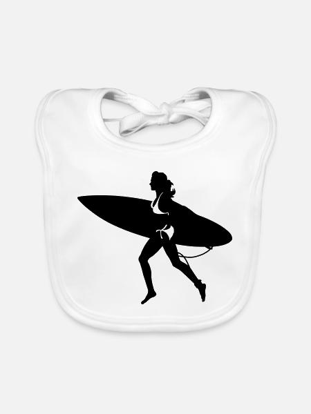 surfing girl - Organic Baby Bibs - white - Front