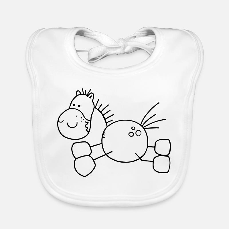 Dickes Cartoon Pferd - Pony - Pferde - Baby Bio-Lätzchen - Weiß