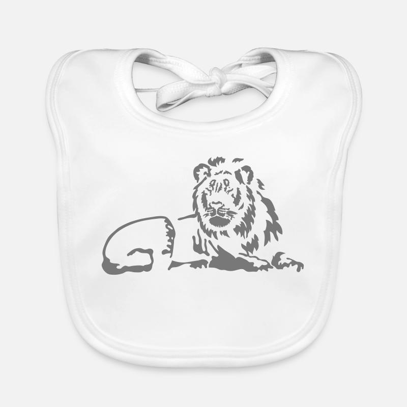Lion - Bavoir bio Bébé - blanc