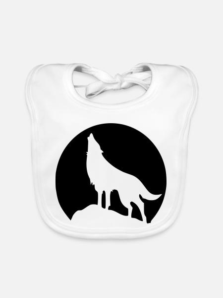 Wolf - Mond - Baby Bio-Lätzchen - Weiß - Vorne
