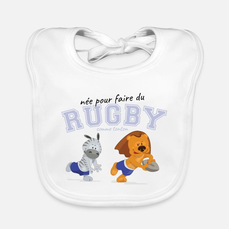 jouer au rugby comme tonton - Bavoir bio Bébé - blanc