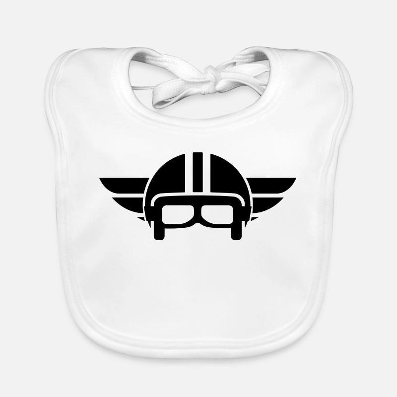 Casque de moto vintage avec des ailes - Bavoir bio Bébé - blanc
