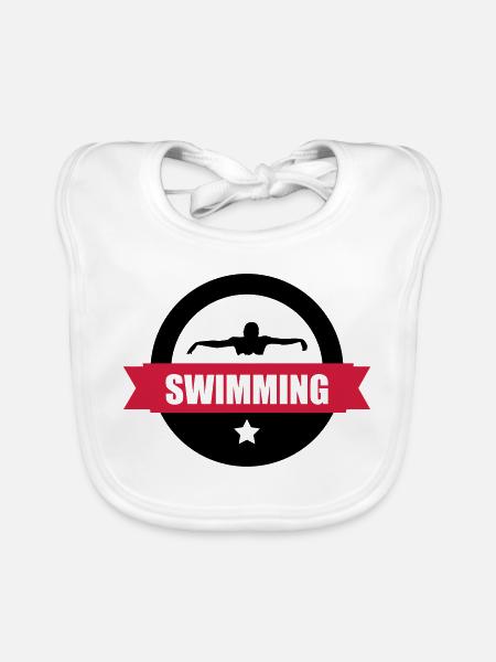 Swimming - Baby Bio-Lätzchen - Weiß - Vorne