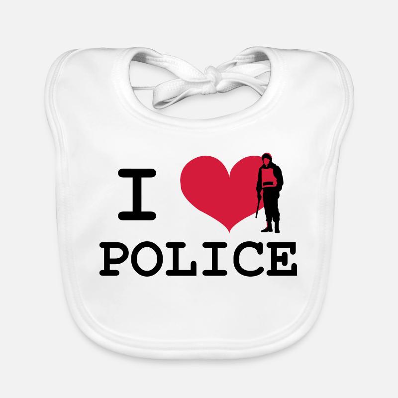 I Love Police - Bavoir bio Bébé - blanc