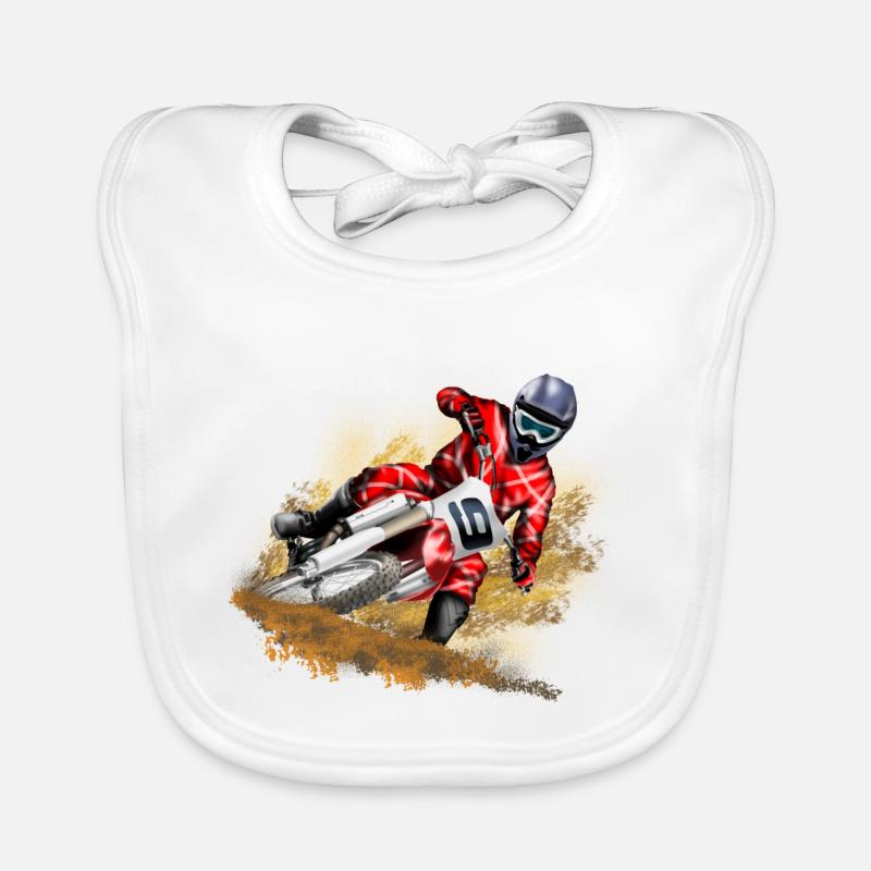 Motocross - Bavoir bio Bébé - blanc