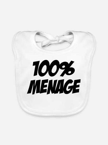100% Ménage - Bavoir bio Bébé - blanc - Devant