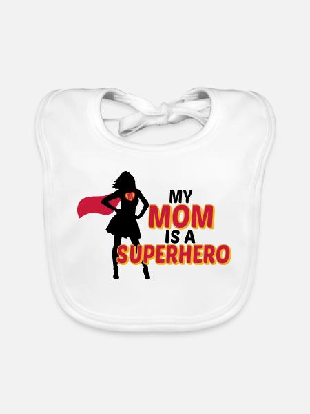 My mom is a Superhero - Bavoir bio Bébé - blanc - Devant