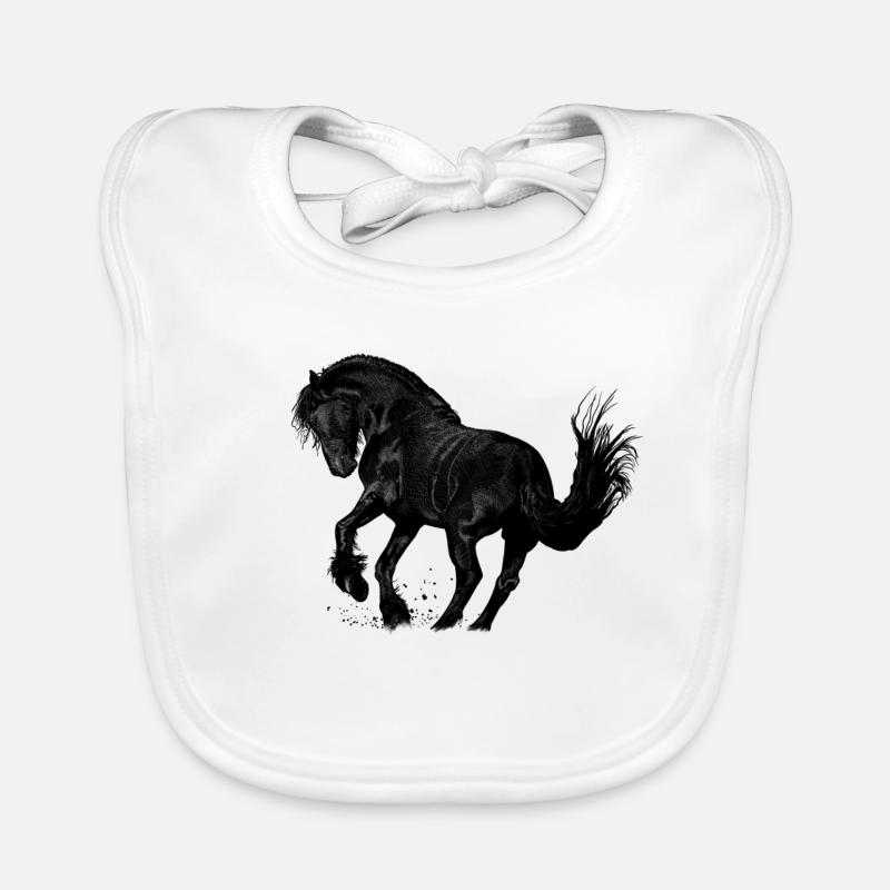 cheval - Bavoir bio Bébé - blanc