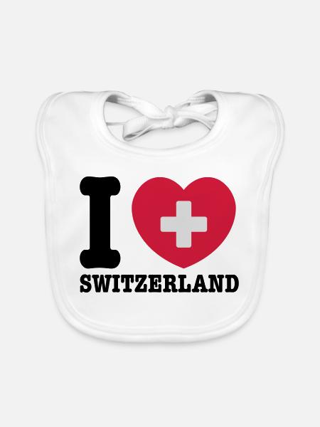 switzerland - Organic Baby Bibs - white - Front