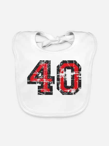 Number 40 Forty 40th Birthday Design (EU) - Organic Baby Bibs - white - Front