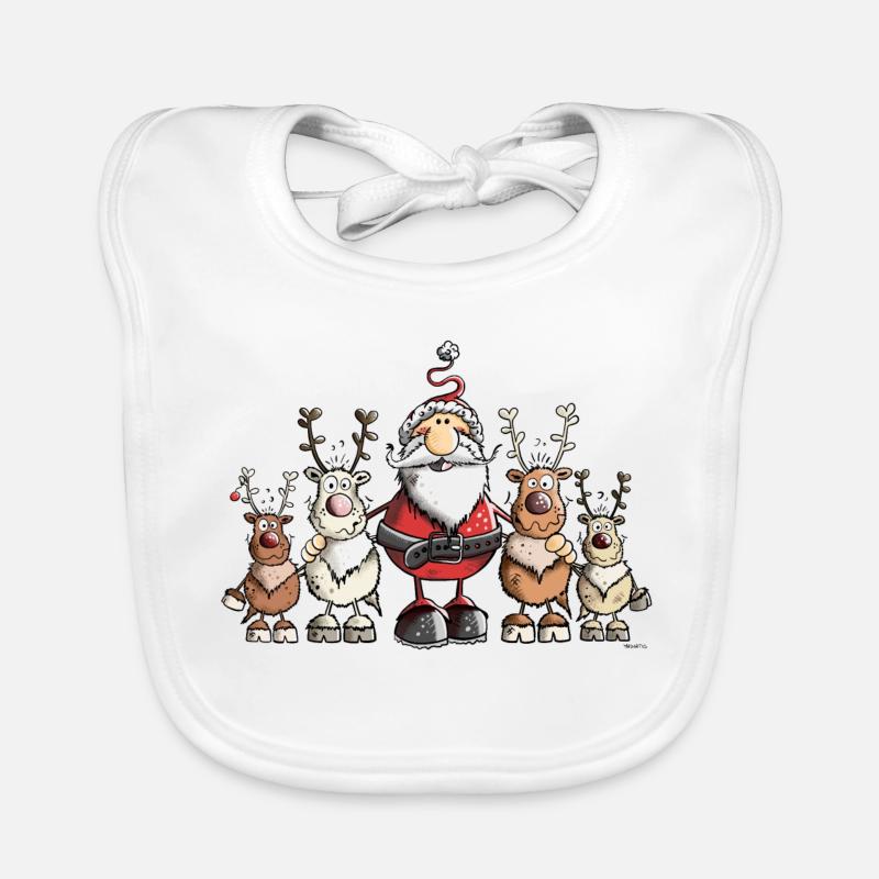 Père Noël avec des rennes Bavoir bio Bébé