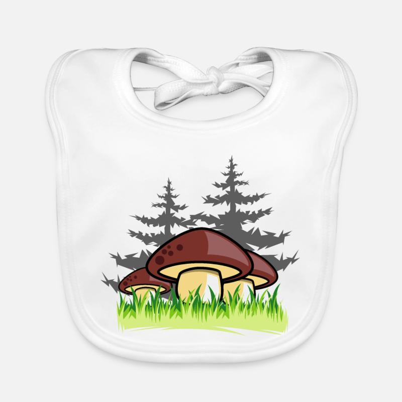 pilze wald natur geschenkidee - Baby Bio-Lätzchen - Weiß