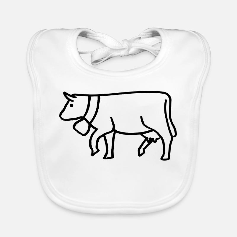 Cow drawn with bell Organic Baby Bibs