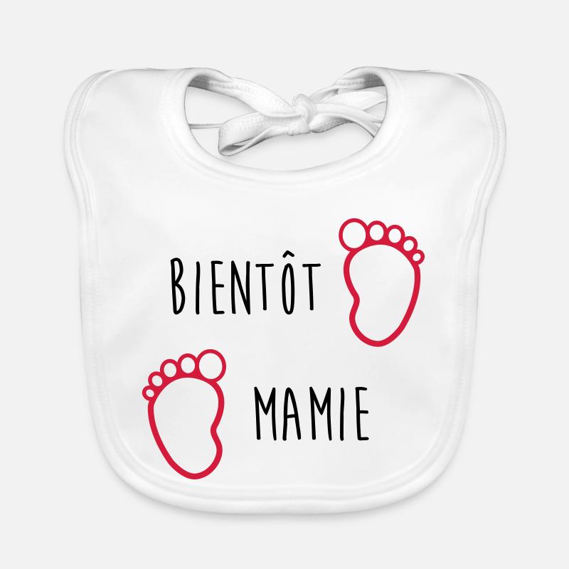 Bientôt Mamie - Mamy - Naissance - Bébé - Enfant - Bavoir bio Bébé - blanc