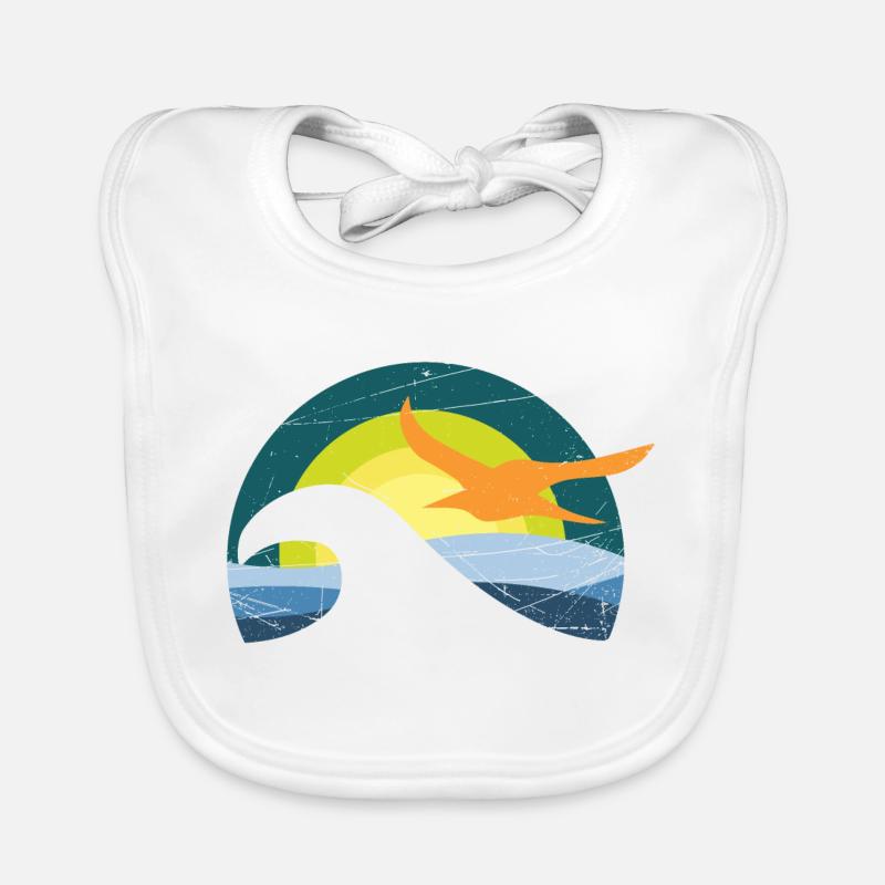 Mouette au bord de la mer - design Bavoir bio Bébé
