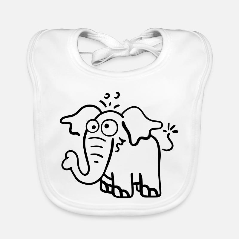 Knuffiger Elefant - Baby Bio-Lätzchen - Weiß